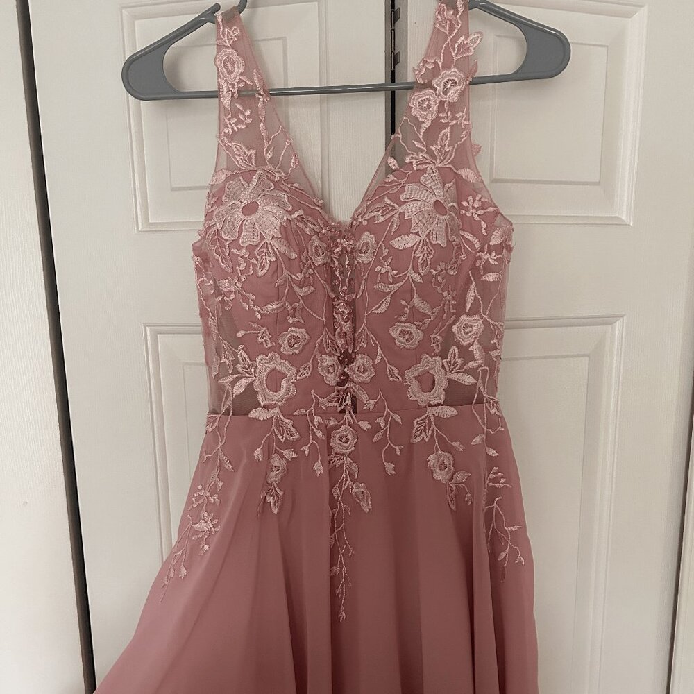 Light Pink Lacy Homecoming dress